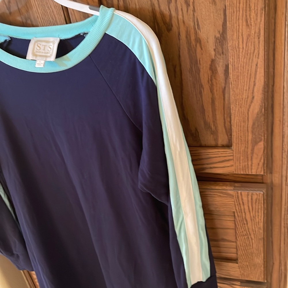 SAIL to SABLE Sweatshirt Dress Shoulder Stripe French Terry Navy size L - Picture 3 of 11